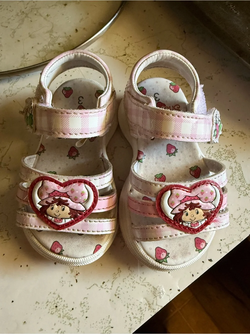 Kids Pink Strawberry Character Sandals